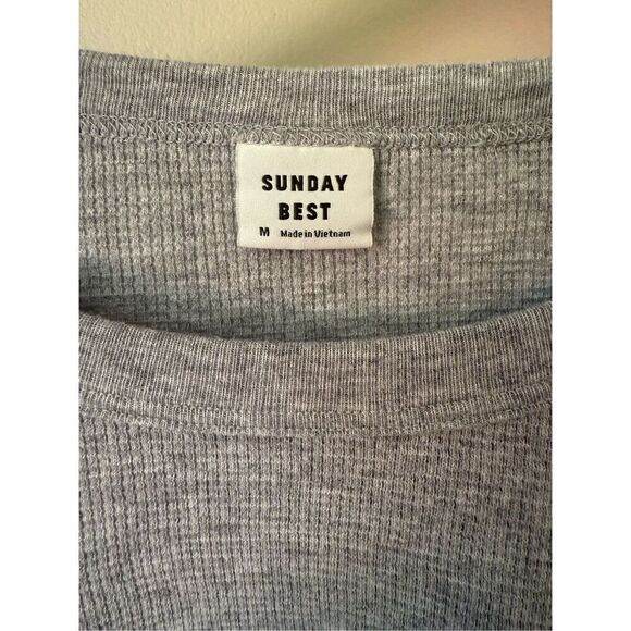 Aritzia Sunday Best Baby Relaxed waffle-knit longsleeve In Heather Gray - Picture 9 of 13
